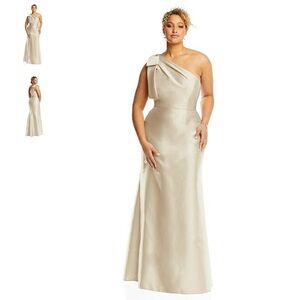 Alfred Sung D794 size 12 taken in to possibly be closer to a 10; color champagne